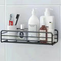 Étagère d'angle salle de bain — Sans perçage, métal noir