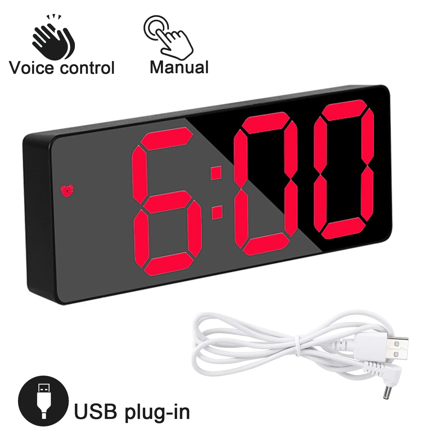 Réveil Digital LED Auto-Dim Température — Chambre