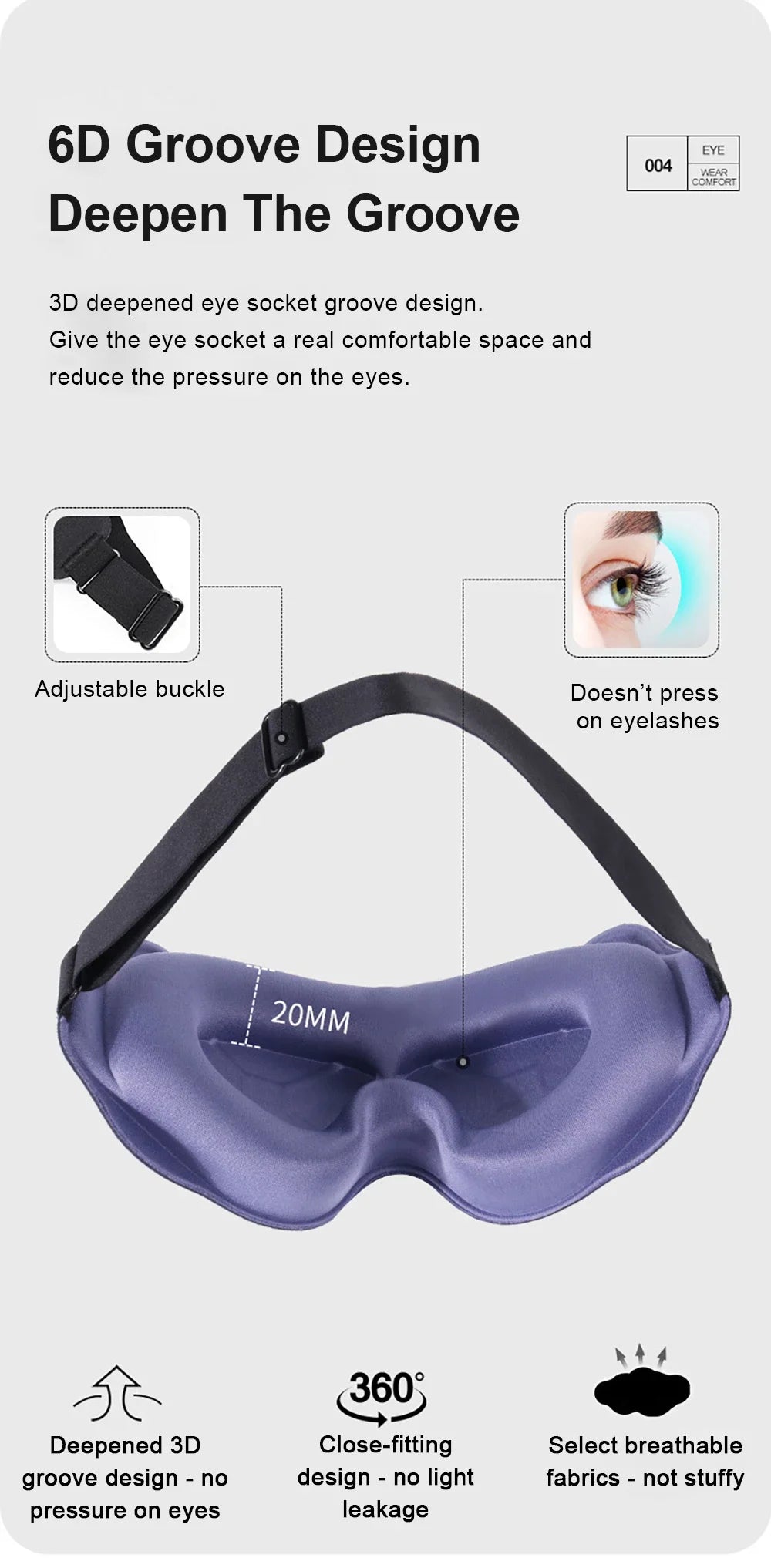 Masque de Nuit 3D Rembourré Anti-Lumière — 5 Coloris