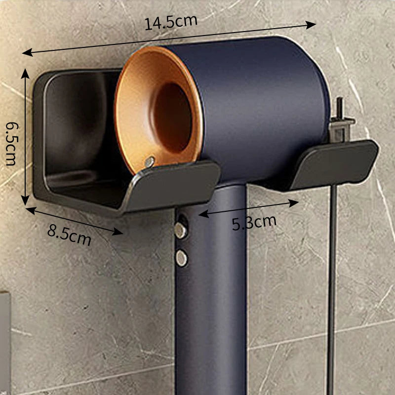 Support Sèche-Cheveux Mural — Rangement Salle de Bain Sans Perçage