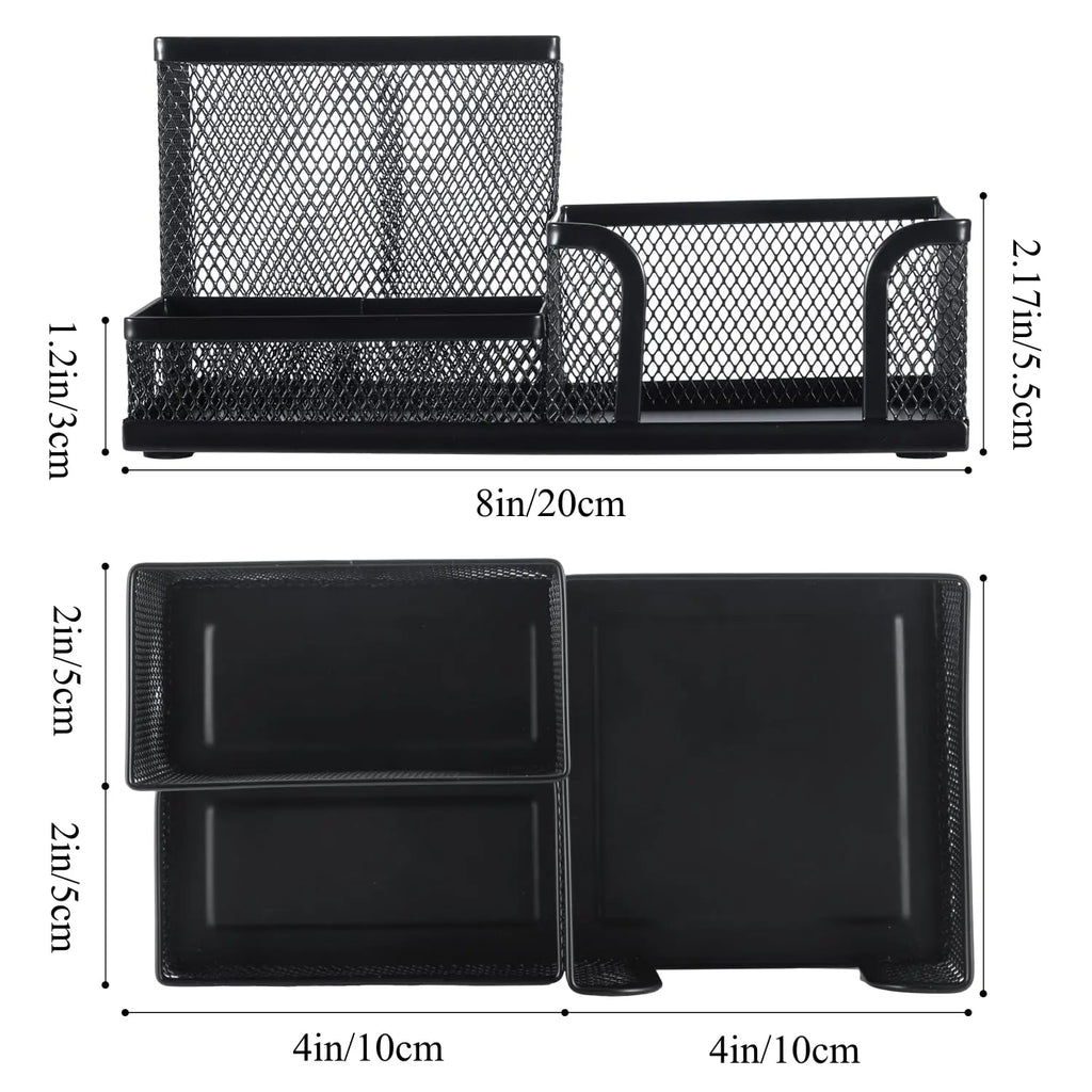 Organisateur Bureau Métal Mesh Noir 3 Compartiments