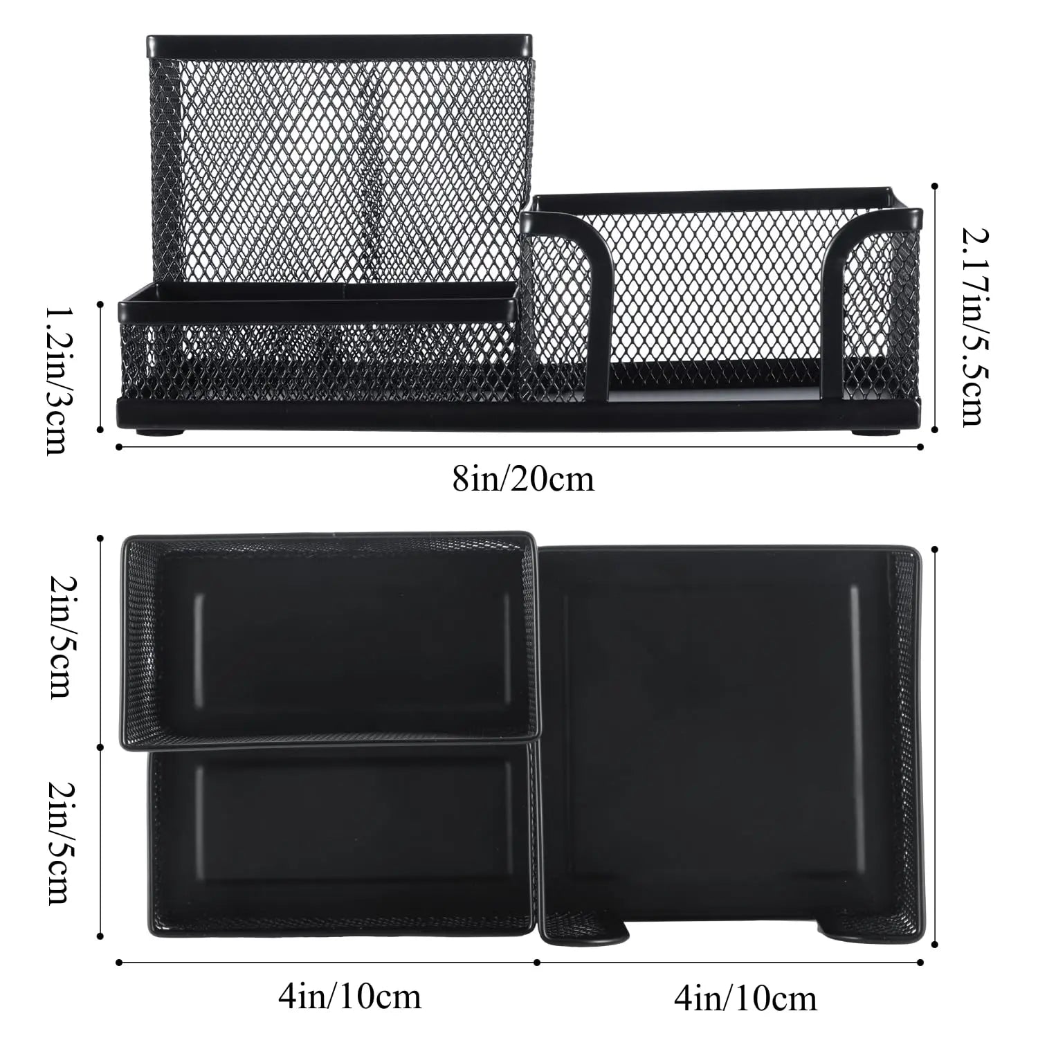 Organisateur Bureau Métal Mesh Noir 3 Compartiments