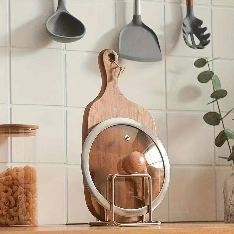 Rangement couvercles & planches — Support inox gain de place