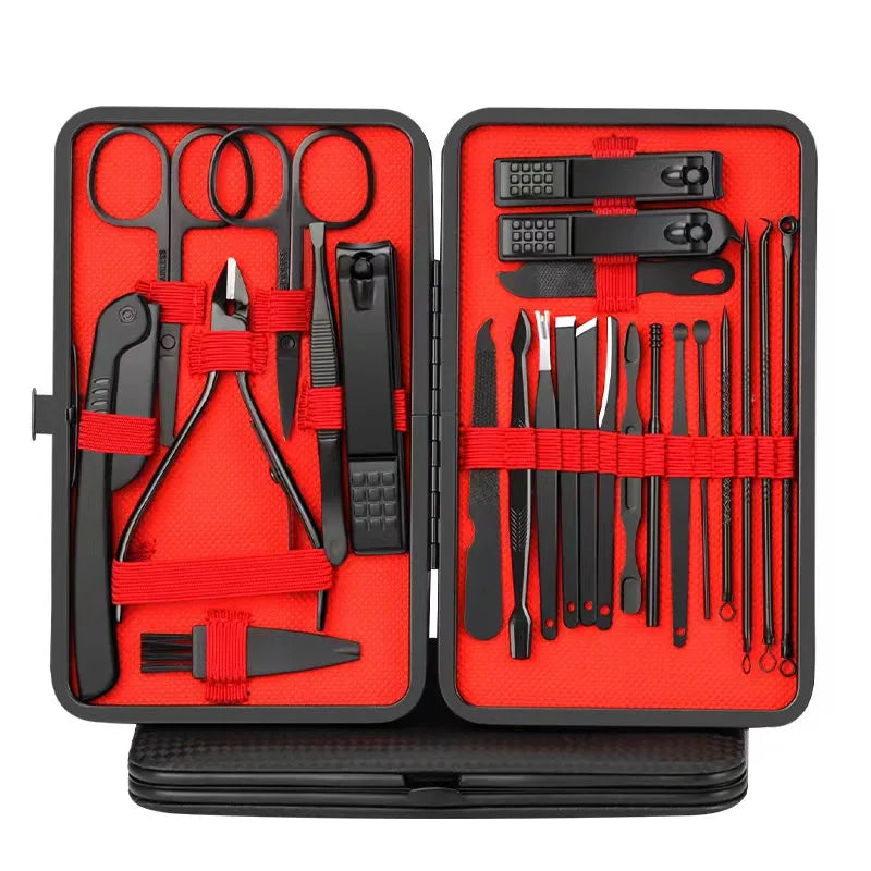 Kit Manucure Complet 24 Pièces — Inox, Étui Inclus