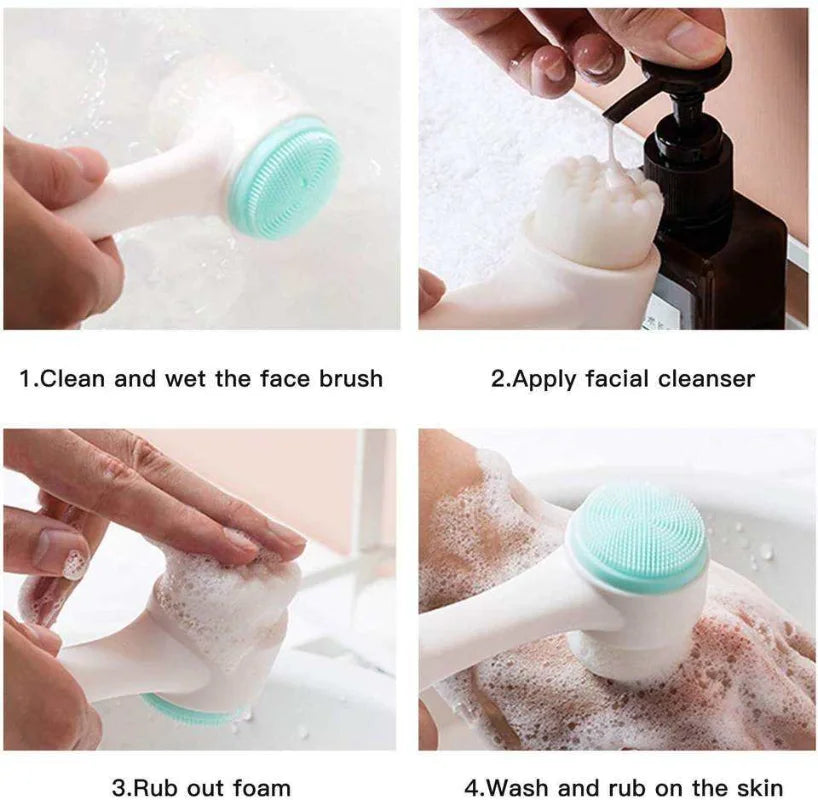 Brosse Nettoyante Visage Silicone — Double Face, Exfoliante