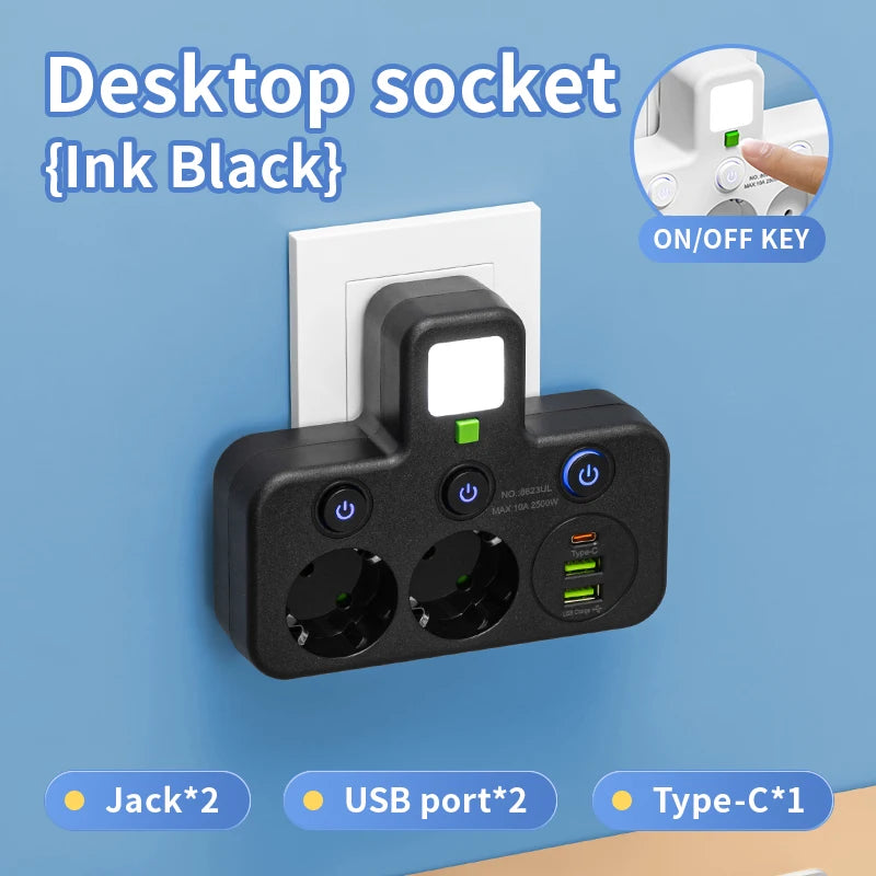 Multiprise Murale Compacte 4 Prises + USB/USB-C