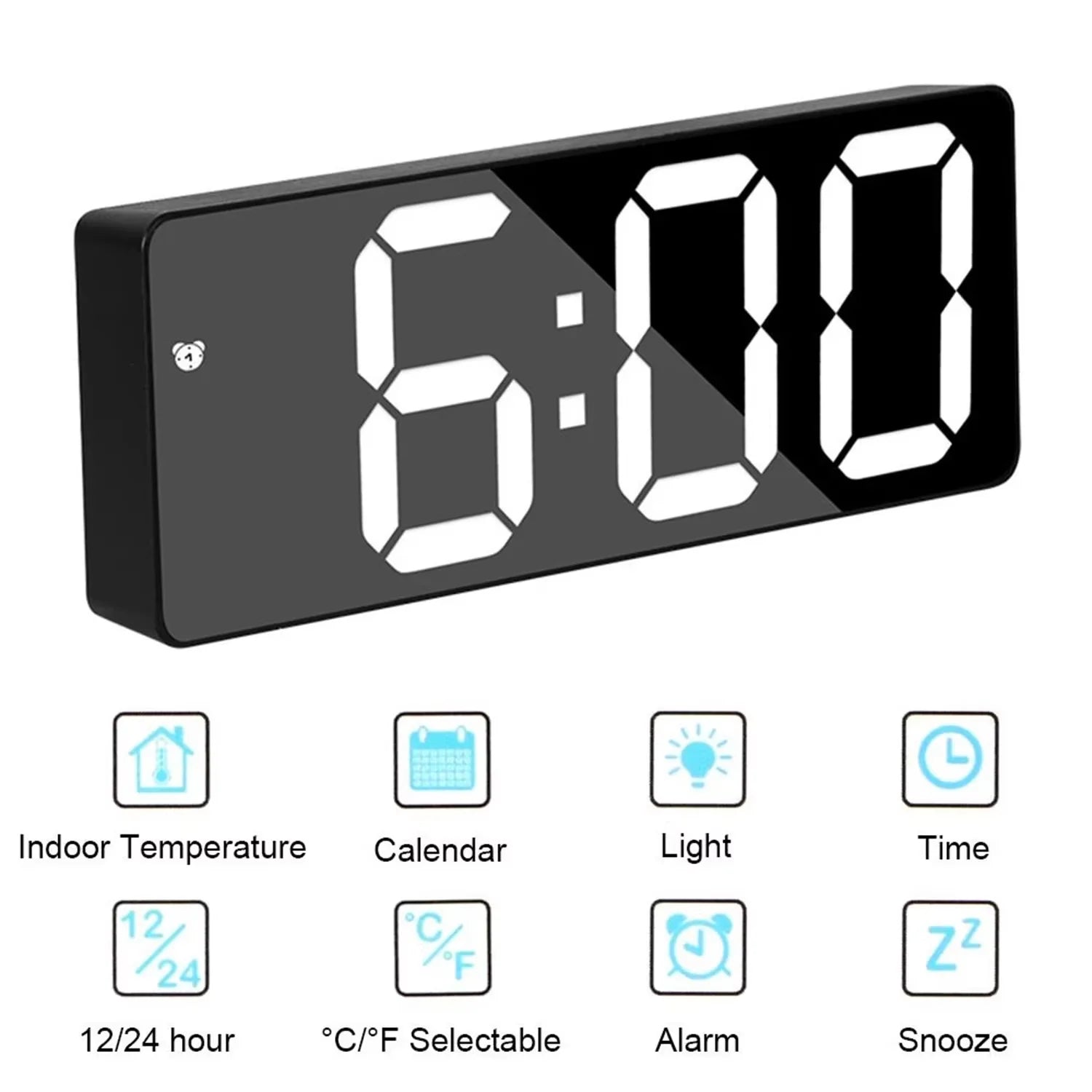 Réveil Digital LED Auto-Dim Température — Chambre