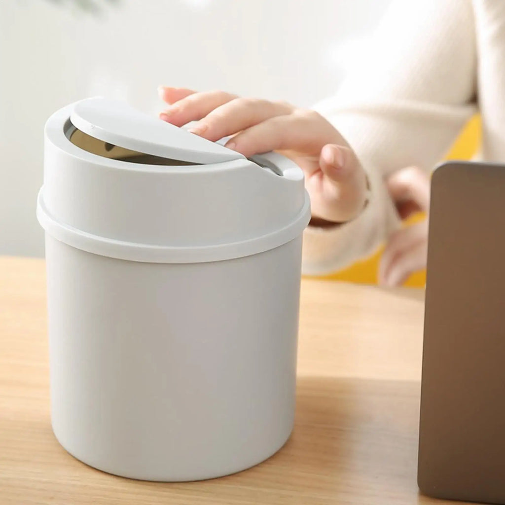 Mini Corbeille de Bureau Couvercle Rabattable