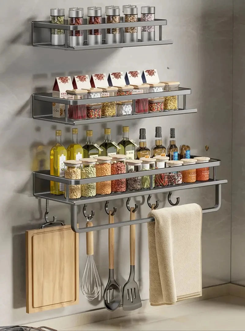 Rack Mural Cuisine Multifonction — Épices & Ustensiles