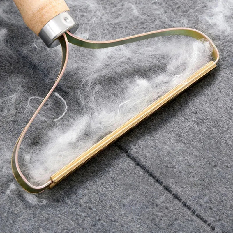 Rouleau Attrape-Poils Portable — Manche Bois Anti-peluches