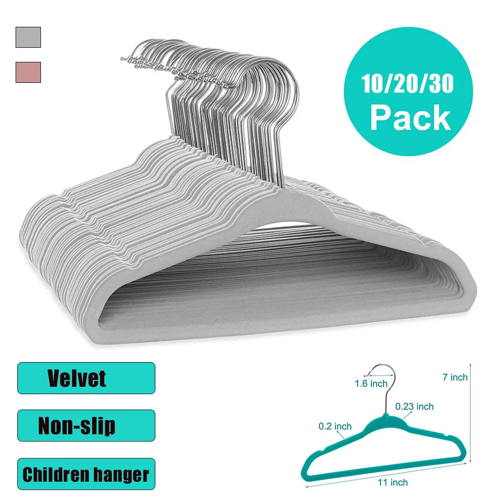 Cintres Velours Antidérapants Ultra-Fins — Lot 10/20/30