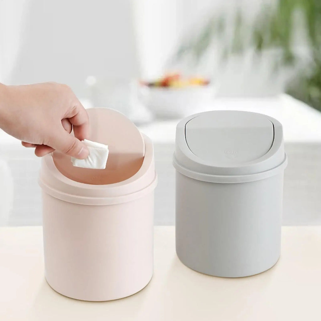 Mini Corbeille de Bureau Couvercle Rabattable